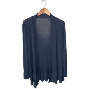 Eileen Fisher 2 Tier Ruffle Open-Front Stretch Jersey Cardigan